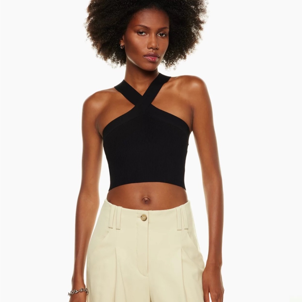 ARITZIA BABATON SCULPT KNIT CRISS CROSS CROPPED TANK